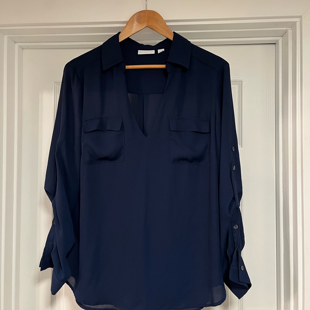 New York & Company Navy Blouse